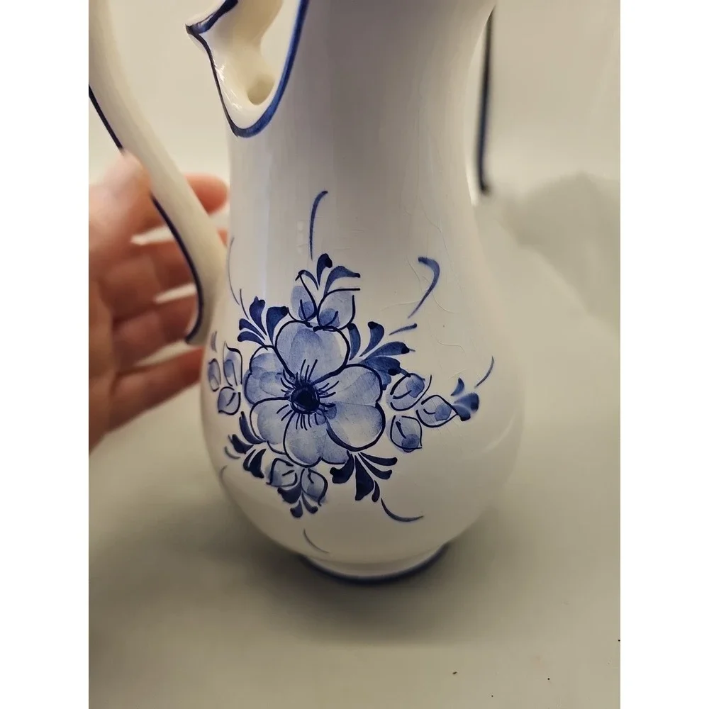 Loucart Portugal‎ Pitcher Bowl Set Blue Floral Vintage MCM